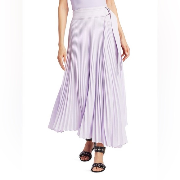 A.L.C. Arielle Pleated Asymmetric Midi Skirt Size 8 - Picture 2 of 15